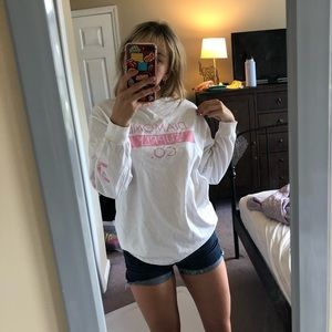 long sleeve white diamond crew neck